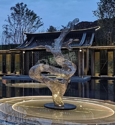 戶(hù)外大型不銹鋼鏤空浪花雕塑定制