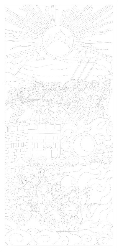 紅色黨建浮雕雕塑原創(chuàng)手繪設(shè)計稿