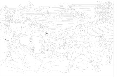 大好河山浮雕雕塑原創(chuàng)手繪設(shè)計(jì)稿