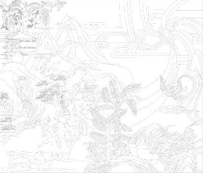 山水風景浮雕雕塑原創(chuàng)手繪設(shè)計稿