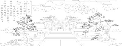 山水風景浮雕雕塑原創(chuàng)手繪設(shè)計稿