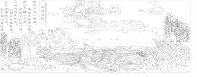 山水風景浮雕雕塑原創(chuàng)手繪設(shè)計稿