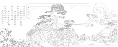 山水風景浮雕雕塑原創(chuàng)手繪設(shè)計稿