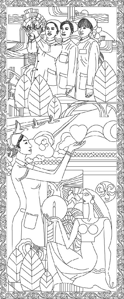 中醫(yī)文化浮雕雕塑原創(chuàng)手繪設計稿