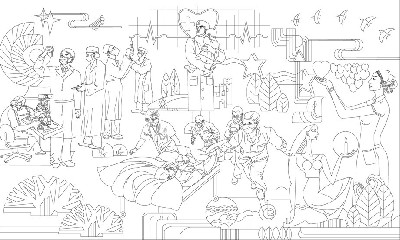 中醫(yī)文化浮雕雕塑原創(chuàng)手繪設計稿