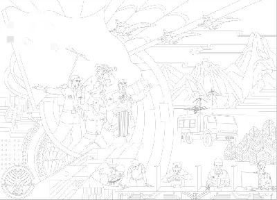 紅色黨建浮雕雕塑原創(chuàng)手繪設計稿