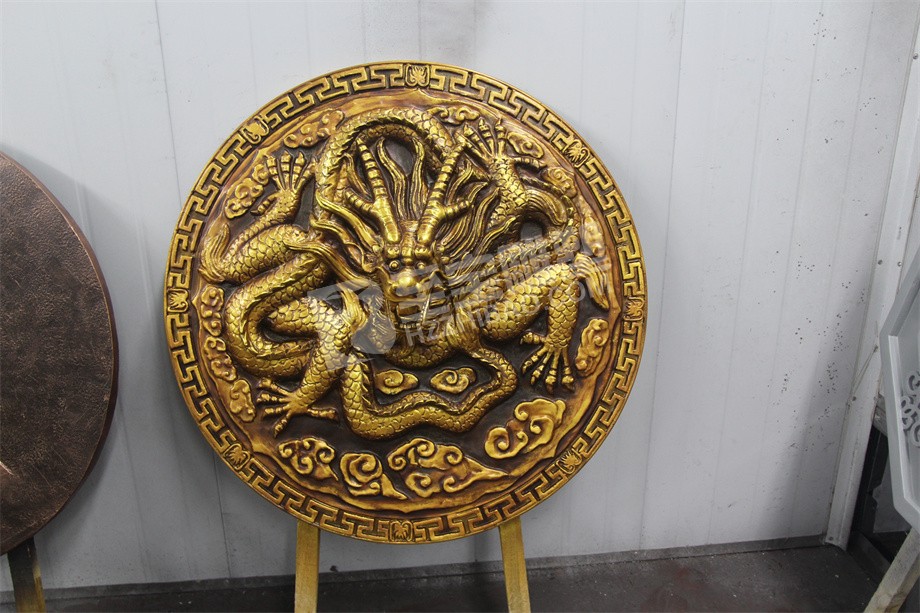 金龍王龍頭彩繪玻璃鋼浮雕壁畫(huà)玻璃鋼仿鑄銅雕塑設(shè)計(jì)定制