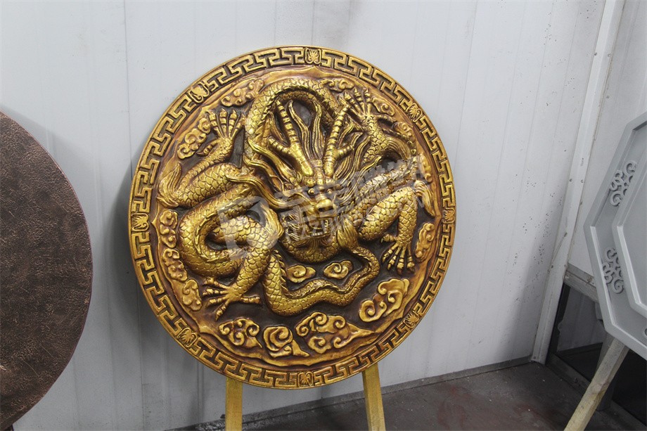 金龍王龍頭彩繪玻璃鋼浮雕壁畫(huà)玻璃鋼仿鑄銅雕塑設(shè)計(jì)定制