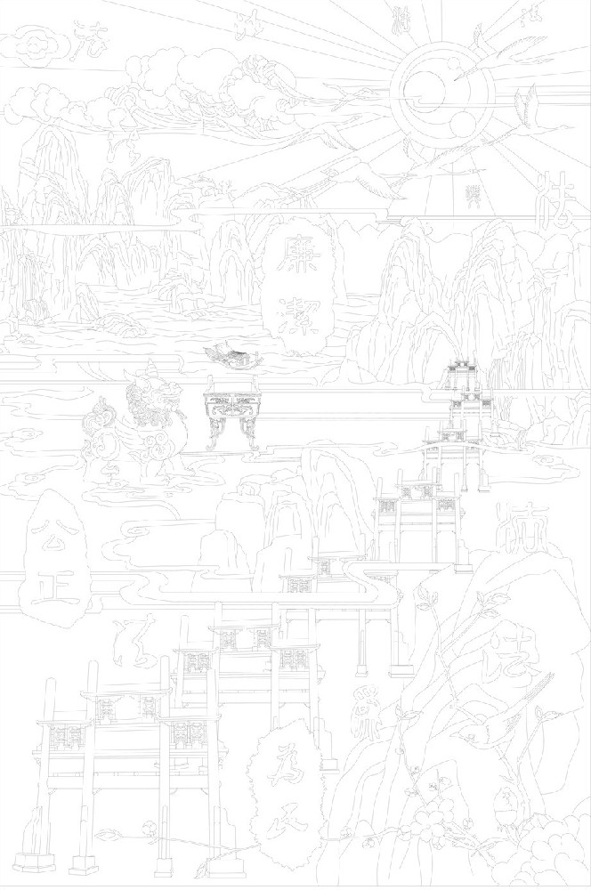 法院浮雕壁畫(huà)原創(chuàng)手繪設(shè)計(jì)稿