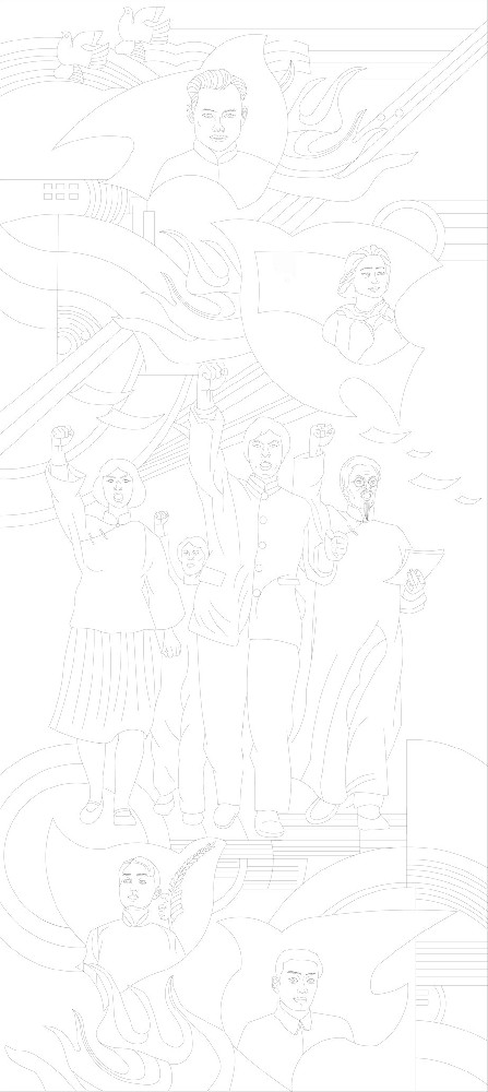 紅色黨建浮雕雕塑原創(chuàng)手繪設計稿