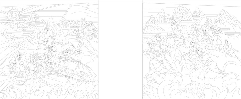 紅色黨建浮雕雕塑原創(chuàng)手繪設計稿