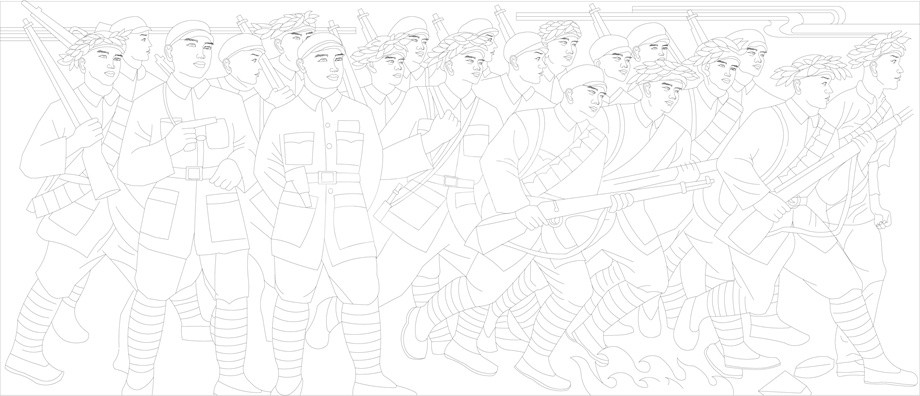 紅色黨建浮雕雕塑原創(chuàng)手繪設計稿