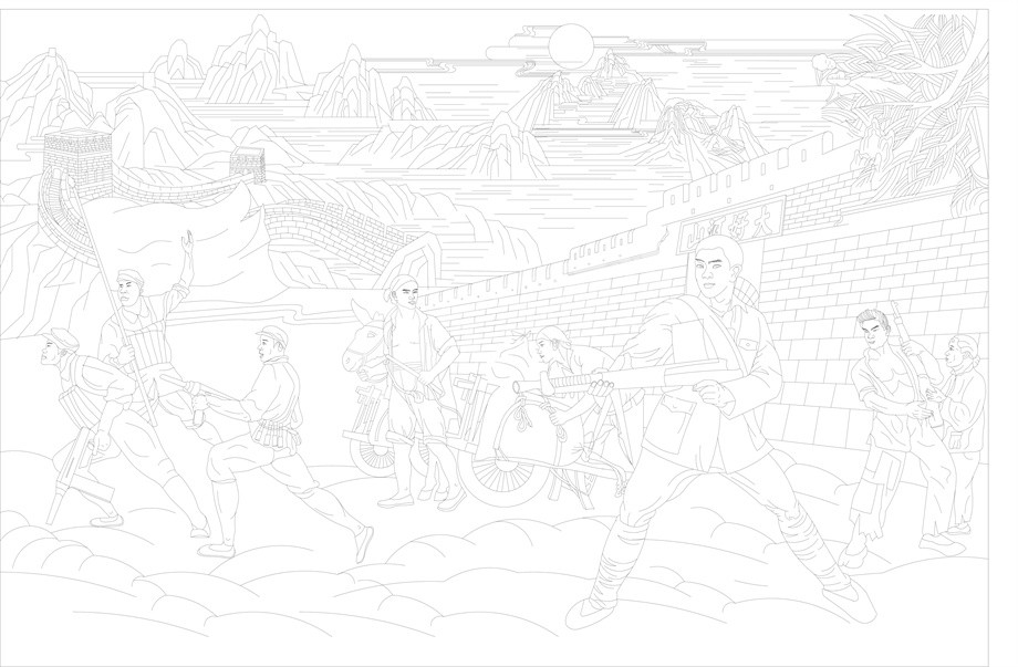 大好河山浮雕雕塑原創(chuàng)手繪設計稿