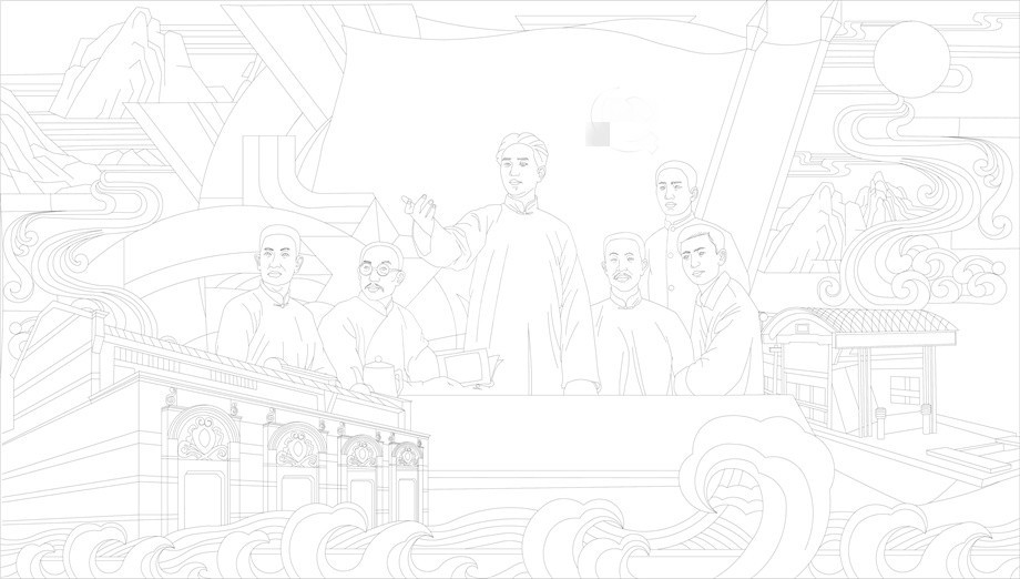 紅色黨建浮雕雕塑原創(chuàng)手繪設計稿