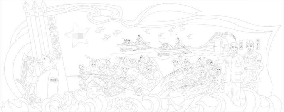 中國工農(nóng)紅軍浮雕雕塑原創(chuàng)手繪設(shè)計(jì)稿