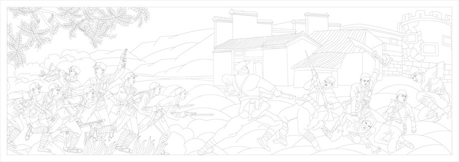 紅色黨建浮雕雕塑原創(chuàng)手繪設計稿