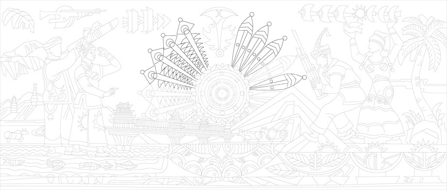 民族團結浮雕雕塑原創(chuàng)手繪設計稿