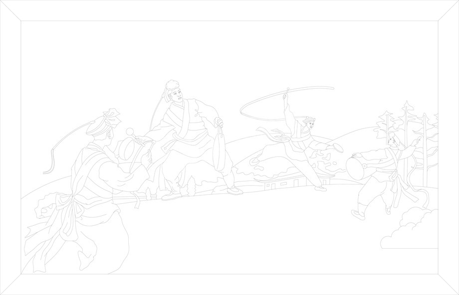 民族團(tuán)結(jié)浮雕雕塑原創(chuàng)手繪設(shè)計稿