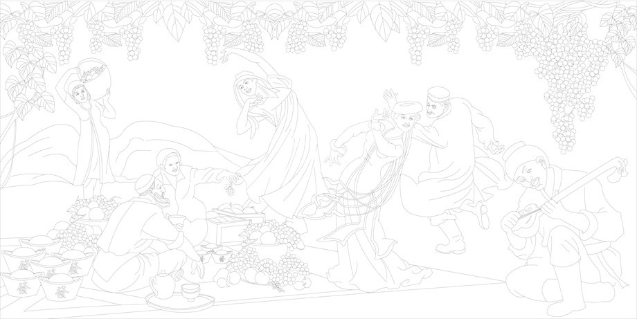 民族團(tuán)結(jié)浮雕雕塑原創(chuàng)手繪設(shè)計稿