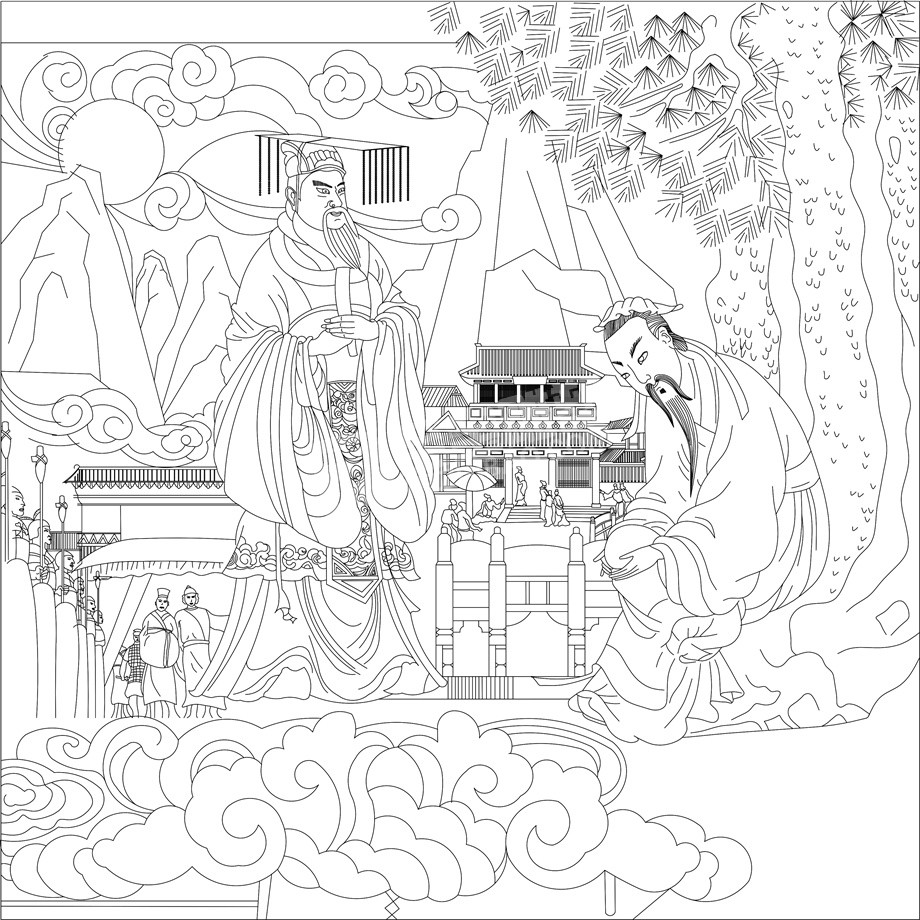 人文歷史浮雕雕塑原創(chuàng)手繪設(shè)計稿