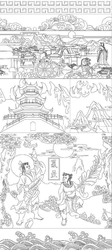 夏至浮雕雕塑原創(chuàng)手繪設(shè)計(jì)稿