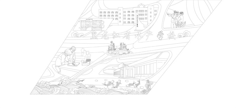 水產(chǎn)學校浮雕雕塑原創(chuàng)手繪設計稿